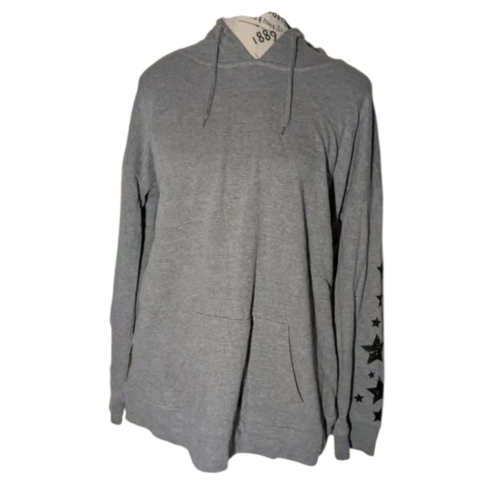 Xersion Gray Star Sleeve Hoodie, Size Medium